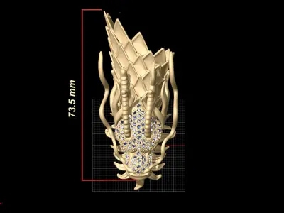dragon head Silver Gold  Print 3D print model