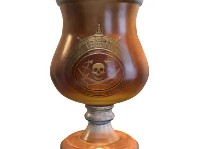 Pirate Skull Engraved Rum Goblet Low-poly 3D model