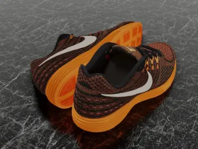 NIKE LUNAR TEMPO 2 3D SHOES - ORANGE Low-poly 3D model