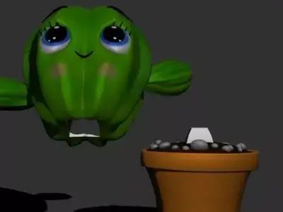 cute cactus vase 3D print model