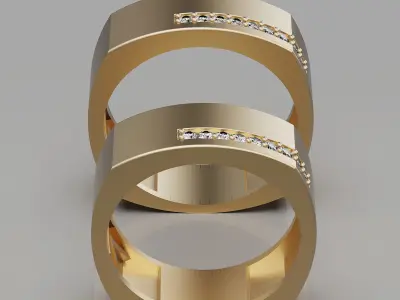Lux set ring silver gold jewelry printable 3D model 3D print model