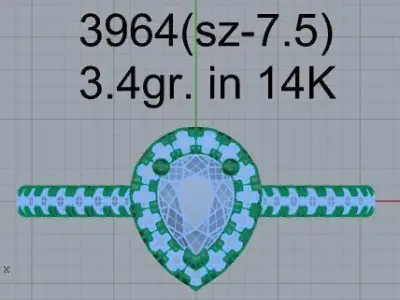 Pear Halo Ring 3964 3D print model