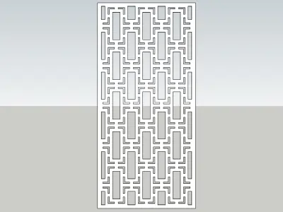 Partition wooden screen with lattice pattern 3D model