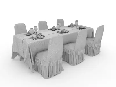 Banquet Table and Chair 103 3D model