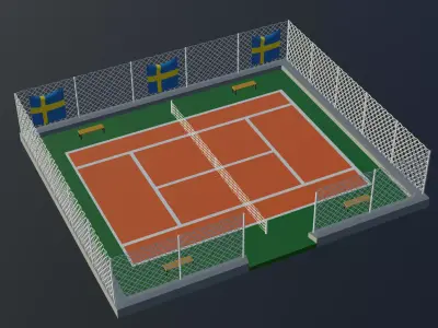 Tennis Court - Sweden Low-poly 3D model