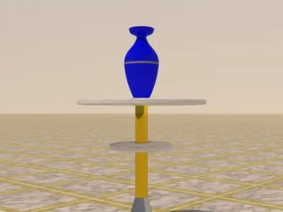 Side table with a vase Low-poly 3D model
