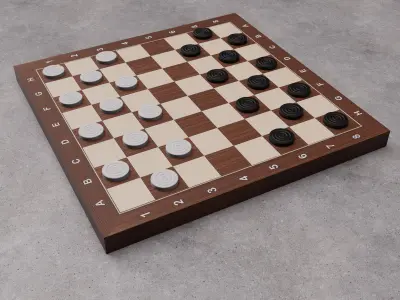 Realistic Checkers Board Free low-poly 3D model