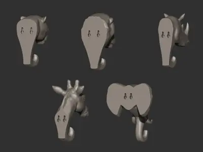 Safari Collection Wall Hooks 3D print model