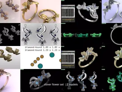 clover flower set  3D Model Pack