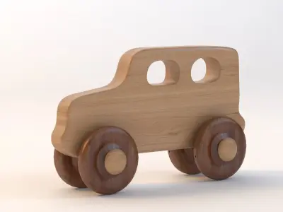 Kid Wooden Toy Car 3D model