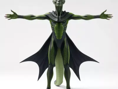 Alien Reptile Creature with Cape Model Pack Low-poly 3D model