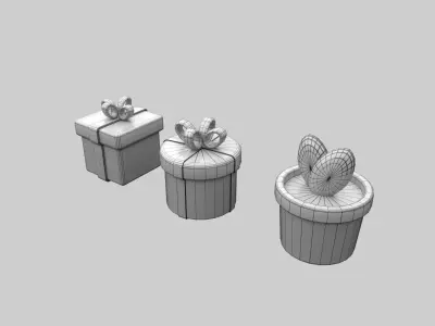 Gift Boxes and Decorative Plant Pot Low-poly 3D model