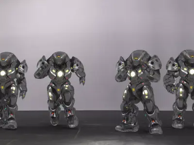 Futuristic Robot fighter AI Robot Character Low-poly 3D model