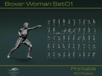 Boxer Woman Set01 3D model