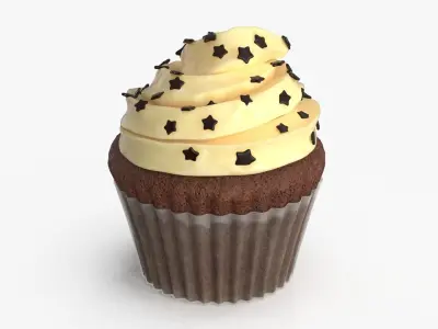 Cupcake White Low-poly 3D model