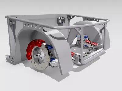 Pro Touring Racing Front Clip w Pushrod Suspension n brakes 3D print model