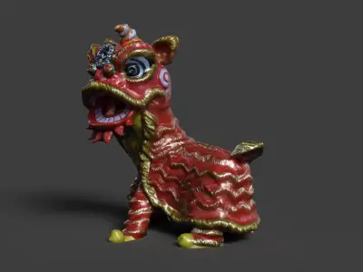 Chinese lion dance figure  Low-poly 3D model