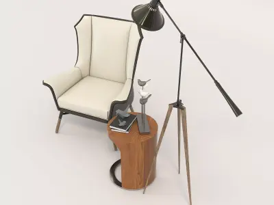 Modern Coffee Table and Armchair Set 12 3D model