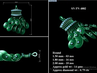 Pendant Earrings combo - 4882 3D print model