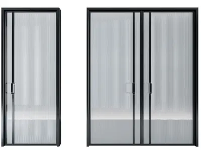 Glass door pocket and swing system black pink gold brown white  3D model