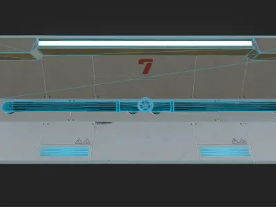 Futuristic Industrial Wall Game Ready Low-poly 3D model