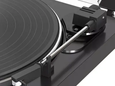 Audio-Technica AT-LP60X turntable with speakers and records 3D model