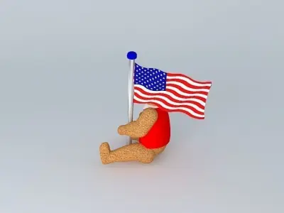 Teddy Bear with American flag Free 3D model