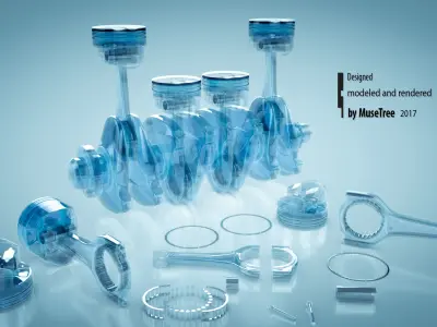 Pistons  crankshaft set 3D model