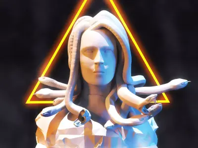 Medusa Sculpture Low Poly  Low-poly 3D model