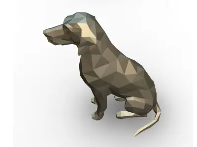 Dalmatian low poly polygonal sculpture of dog 3D print model