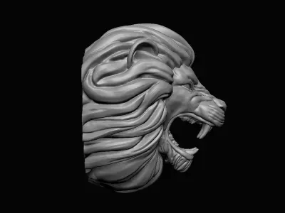 Furious Lion Head 3D print model