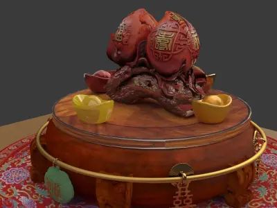Chinese  wooden peach  3D model