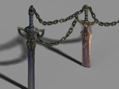 Stone Town Magic Cave - Sword - Iron Chain 01 3D model