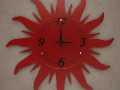 Red Sun Style Wall Clock 07 3D model
