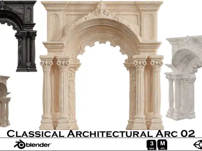 Classical Architectural Arc 02 - Ornate Archway Low-poly 3D model