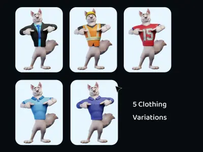 Cartoon Mascot Dog Rigged 3D model 3D model