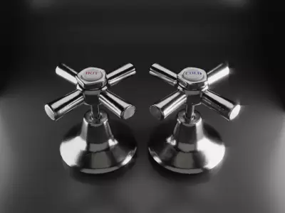 Water Tap Faucets - Hot and Cold Low-poly 3D model