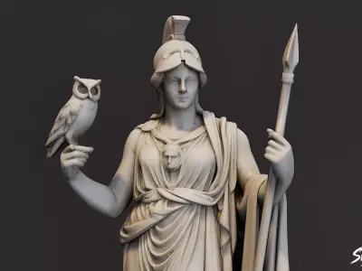 Athena Statue  Low-poly 3D model