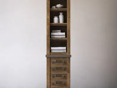 MERCANTILE TALL BATH CABINET 3D model