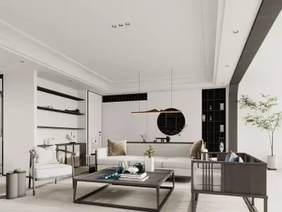 chinese living room dining room interior scenes 16 3D model