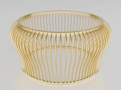 Luxury Gold Wireframe Coffee Table with Glass Top 3D model