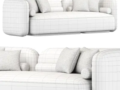Scandinavian Style Velvet Sofa 3D model