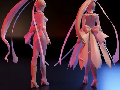 Anime two girls 3D print model