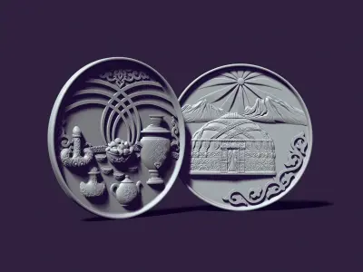 Kazakh yurt and dastarkhan panels 3D print model