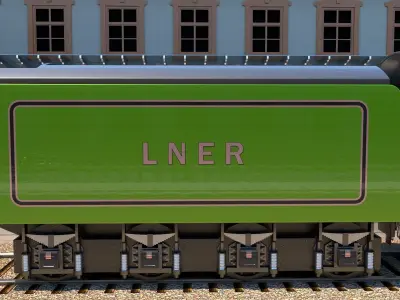 Flying Scotsman Steam Locomotive High Poly and Low Poly 3D model