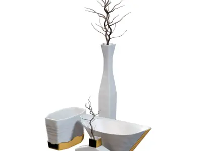 Wildwood Vase Set Low-poly 3D model