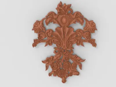 Floral Wood Carving for Furniture - 7 3D model