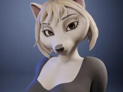 White fox Alba low poly rigged character Low-poly 3D model