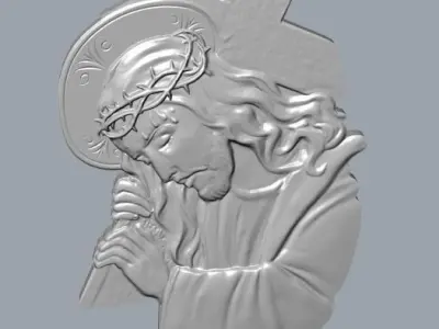  Jesus holding cross pendant 3D print model