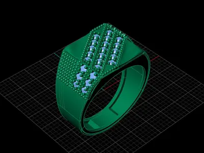 Print Ready STL 3DM  Gents Rings Diamond Men Ring  3D print model 22